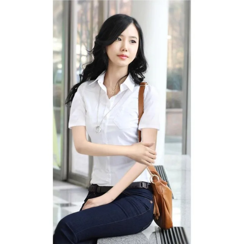2017 OL Блузка Весна Осень офисная белая Blusas Женская тонкая рубашка с длинным