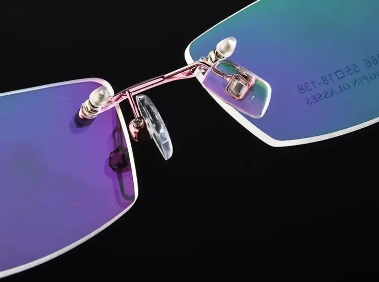 

Luxury Diamond Putted Rimless Eyeglass Frames myopia Rx able Memory Titanium Glasses Spectacles