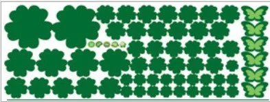 deep green 108 шт цветы и 6 шт бабочки настенные наклейки для гостиной спальни художественные наклейки мебель для украшения дома наклейки для детской комнаты - Цвет: deep green