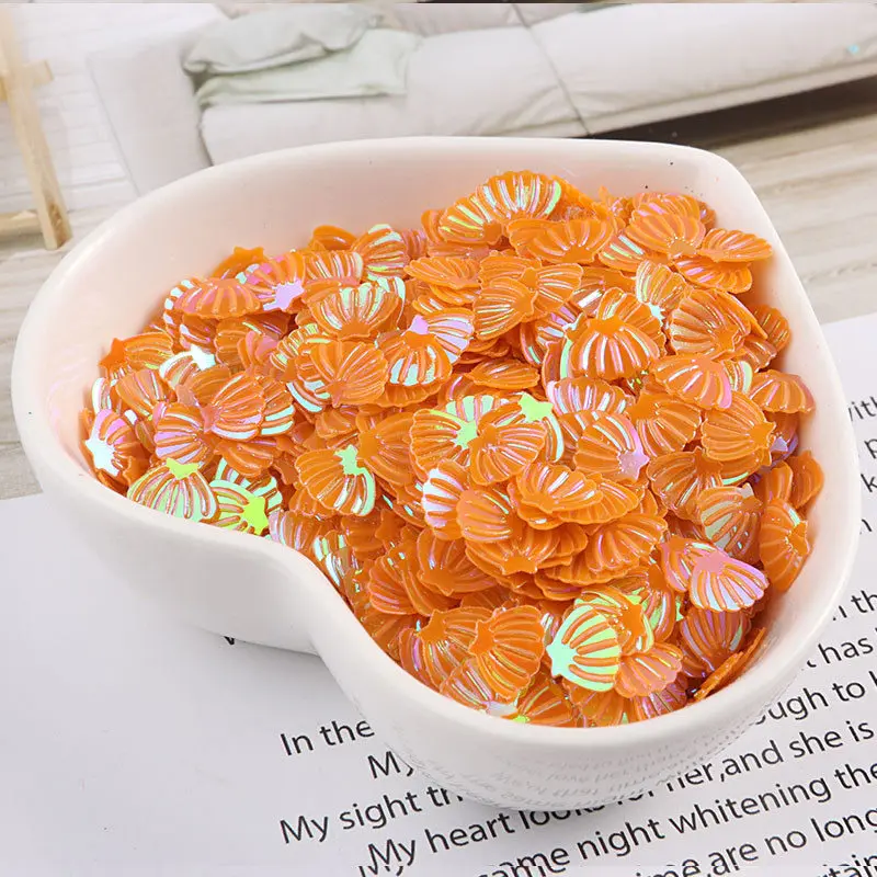 AB Orange 10g/pack 7mm Sea Shell Sequins Paillettes Sewing Material,Wedding Craft,Women Garment Kids DIY Accessories - Color: AB Orange