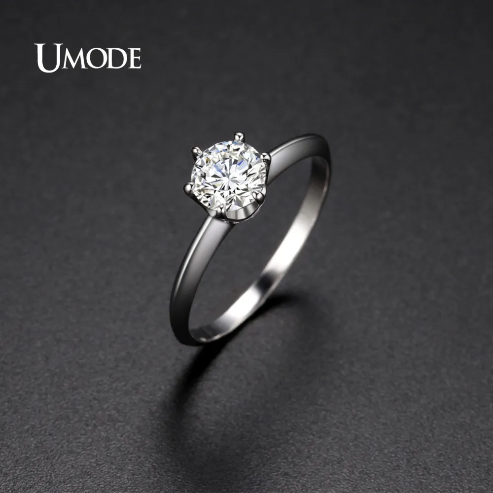 Женские кольца с фианитами UMODE обручальные белого и золотого цвета кристаллами
