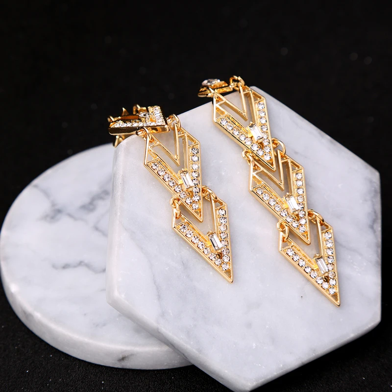 Массовая Цена Кристалл Геометрическая моды висячие серьги 2018 Лидер продаж для