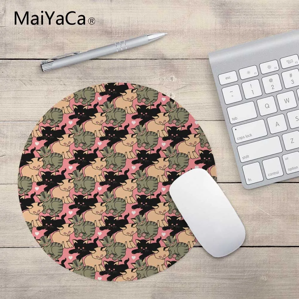 20x20cm Коврик для мыши MaiYaCa,, милый кот, 20*20 см или 22*22 см, контроль скорости, коврик, много, круглый коврик для мыши с головой котенка - Цвет: 20x20cm