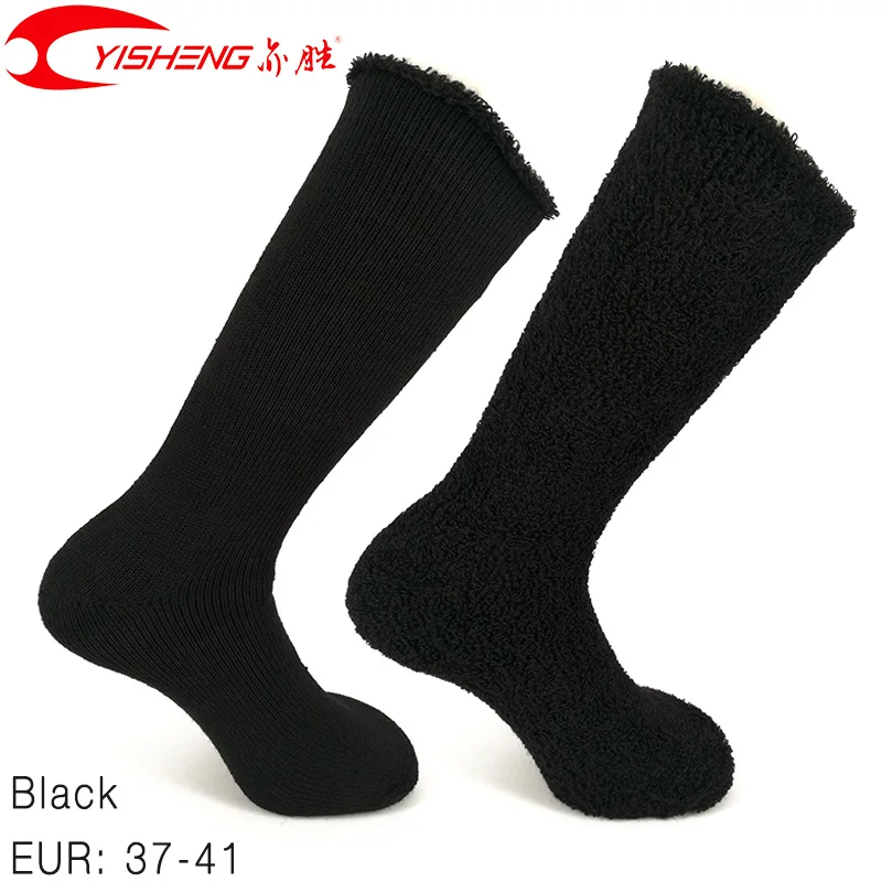 Black EUR37-41 YISHENG носки из мериносовой шерсти для мужчин и женщин высокое качество супер толстые и согревают для работы зимой - Цвет: Black EUR37-41