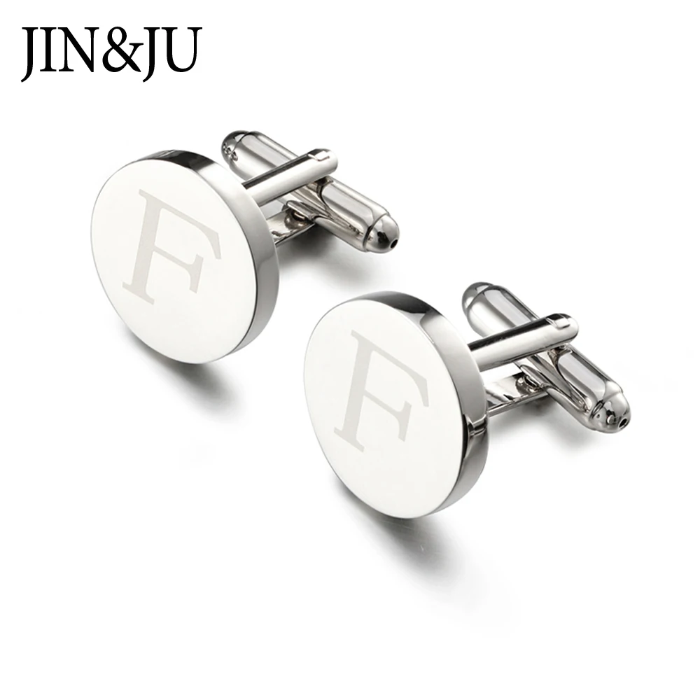 Мужские ювелирные изделия JIN & JU запонки с лазерной надписью A ~ Z буквами от до для