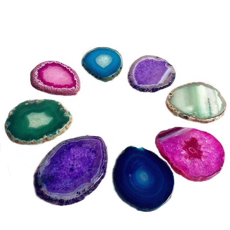 

4pcs Natural color agate slice gem agate sweater Key chain