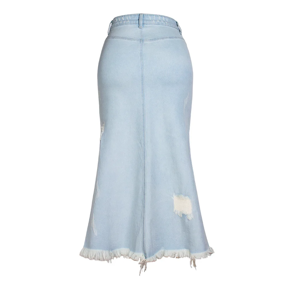 LOGAMI длинная джинсовая юбка с высокой талией женские повседневные трапециевидные