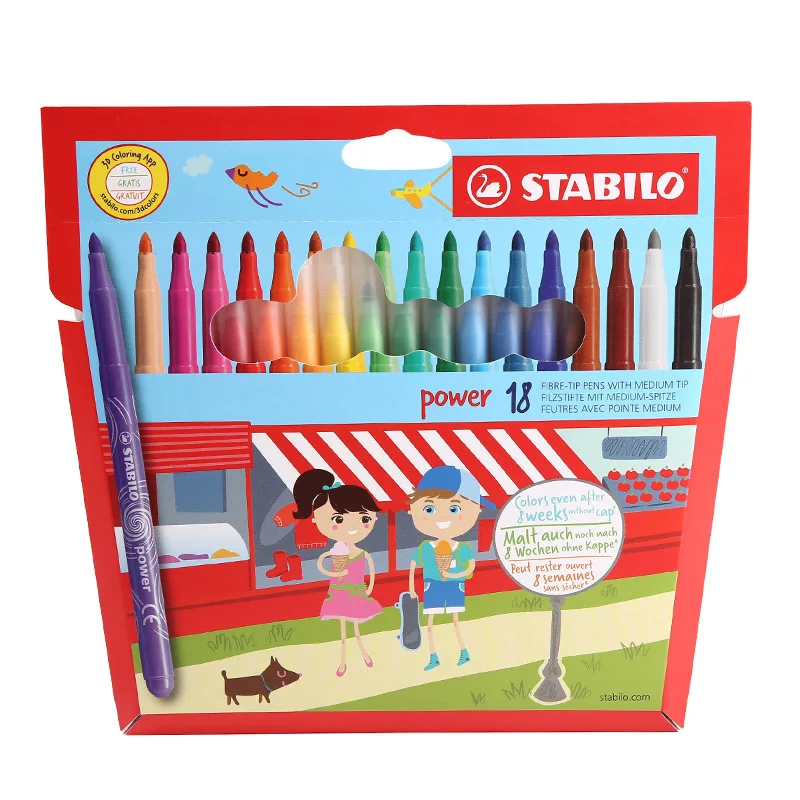 18-color suit STABILO12/18/24/30 цветов чешское стекло детей для смываемых рисунков водостойкая ручка куртки из плотного материала с принтом в виде чернил художественным принтом пометки динамического музыка 280 - Цвет: 18-color suit