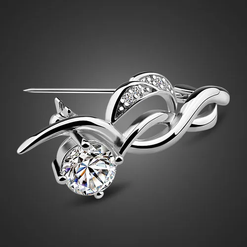 Женская Брошь из серебра 925 пробы с белым цирконом|brooch designer|brooch fashiondesigner brooch |