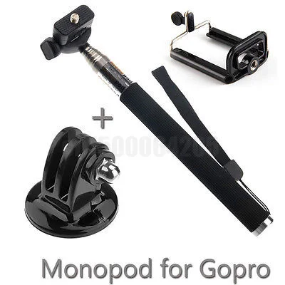 Монопод для селфи портрета 3 в 1 + адаптер штатива Gopro Hero 4 2 Аксессуары камеры|for gopro