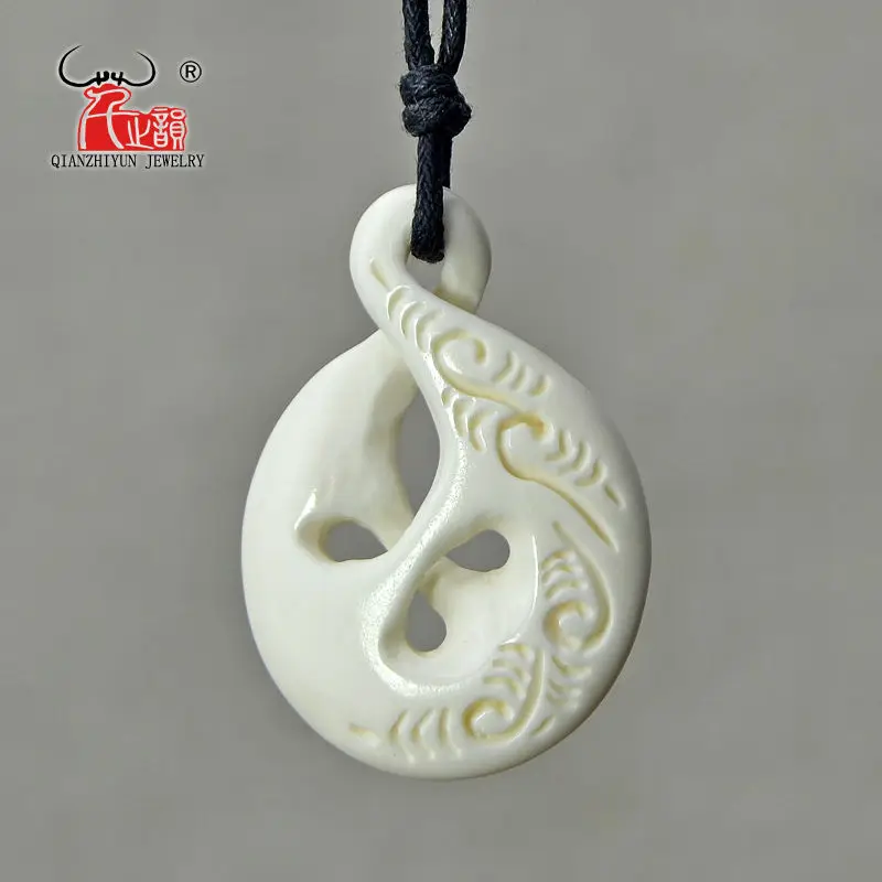 GX012 New Zealand Maori yak bone Infinity pendant handmade Carving decorative pattern jewelry tribes totem Twisted - купить по