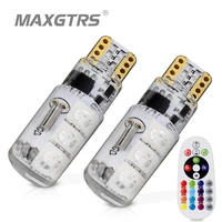 t10 194 168 w5w 5050 smd rgb car reading wedge light lamp 6 led 16 colors led flashstrobe bulb with remote controller