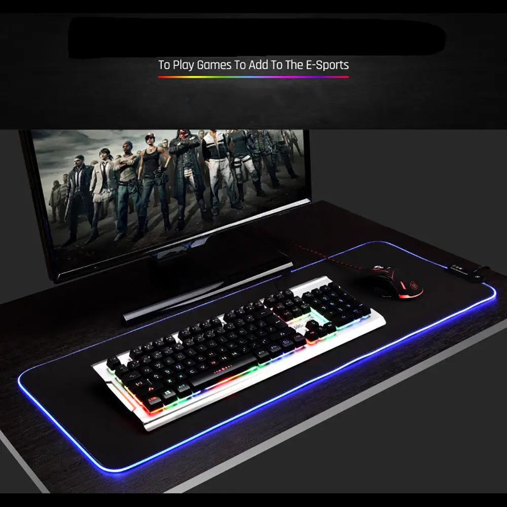 2 размера большой светодиодный RGB коврик для мыши USB Проводное освещение игровой
