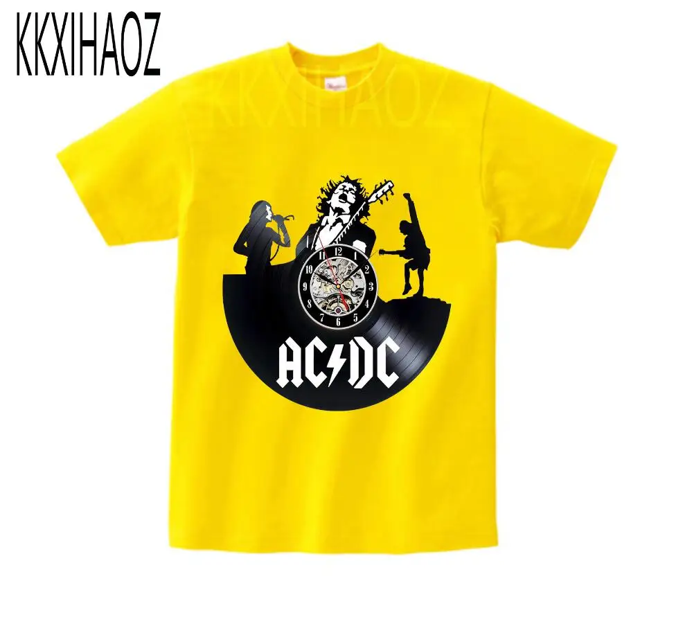 yellow childreTshirt Детские хлопковые AC/DC печатная Футболка ROCK BAND футболка летние acdc футболка детские однотонные брюки черного цвета для мальчиков топы для девочек короткий рукав Футболка s - Цвет: yellow childreTshirt