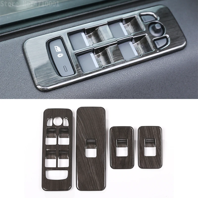 

ABS Black Wood Grain Car Window Lift Switch Button Cover Trim For Land Rover Discovery Sport 2015-2017 Auto Accessories