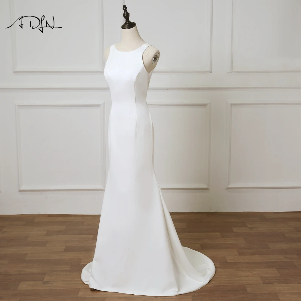 ADLN простой круглый вырез без рукавов Русалка свадебное платье Vestido de Novia