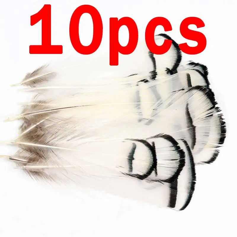 10pcs natural white 10 шт., рыболовные мушки, Алмазный фазан, перо, Типпет, Нимфа, мокрый стример, крыло, бирка, хвост, материал для вязания мушек, лосось, сталь - Цвет: 10pcs natural white