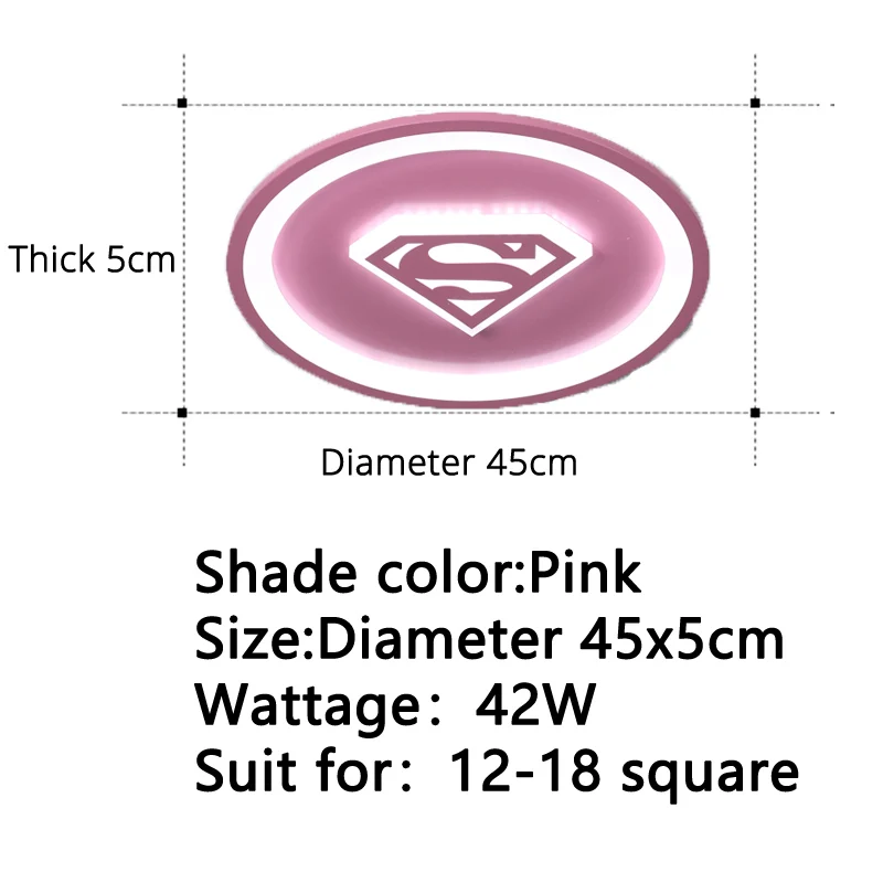 Superman 45x5cm 42w Led Chandelier Lights For Children Bedroom Study Room Remote Control Modern Lighting Lamp Plafonnier Avize Lampadari Luminaria - Цвет абажура: Superman 45x5cm 42w