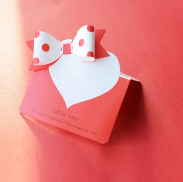 30 шт./лот простые Мультяшные открытки с сердцем креативный 3D бант