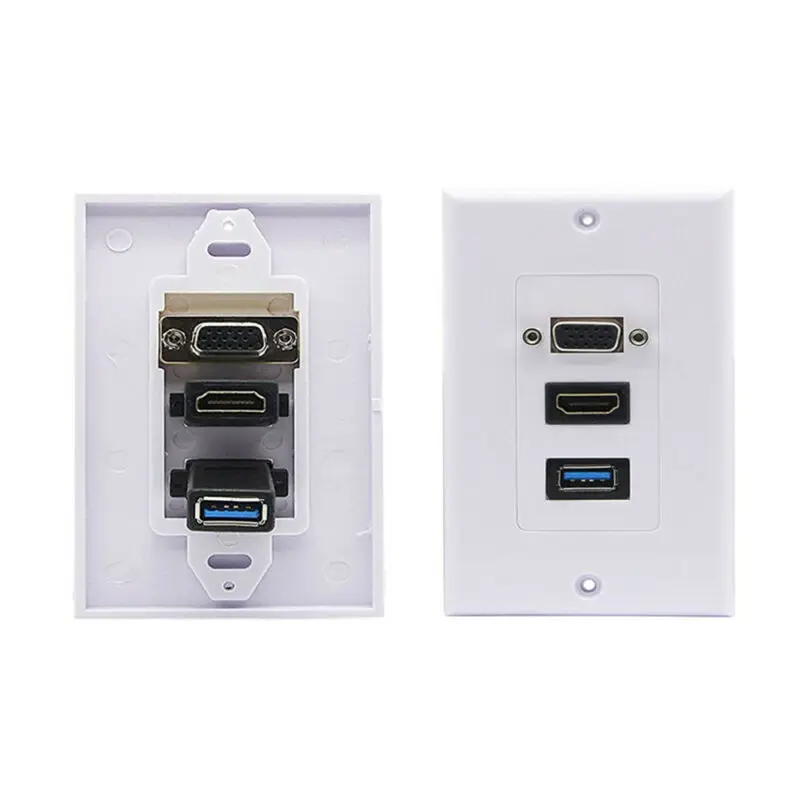 HDMI USB 3.0 VGA Wall Plate Socket Video Adapter Faceplate Panel Plug Connector
