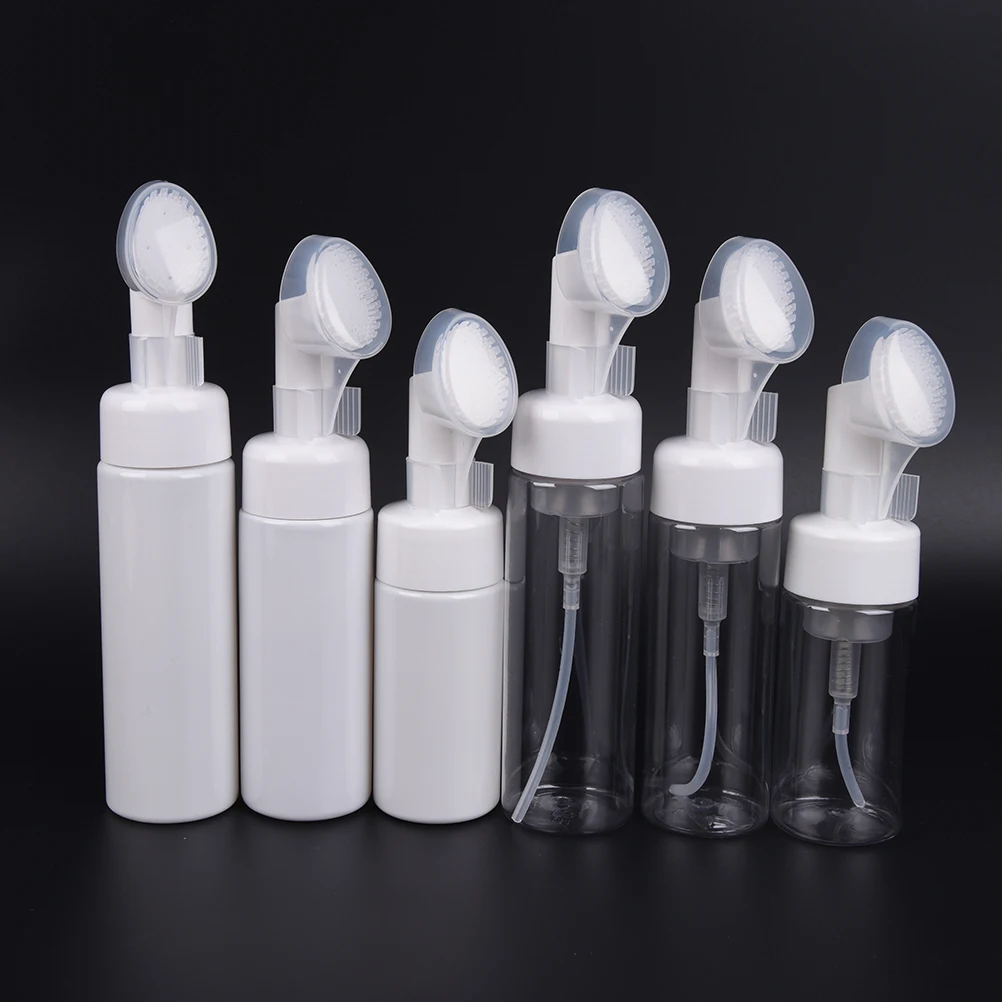 1pcs white/clear Foaming Bottle Froth Pump Soap Mousses Liquid Dispenser Foam Bottles with Foam Massage Brush Head Tube