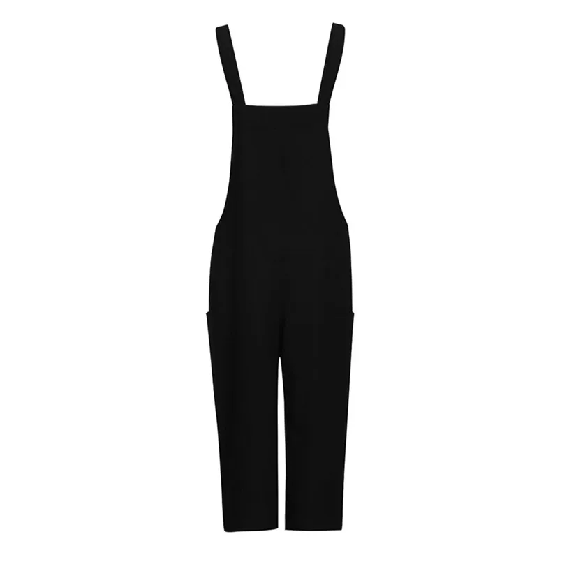 Newest Spring Summer 2019 Sexy Fashion Women Sleeveless Dungarees Loose Cotton Linen Long Playsuit Party Jumpsuit #2019.4.8 | Женская