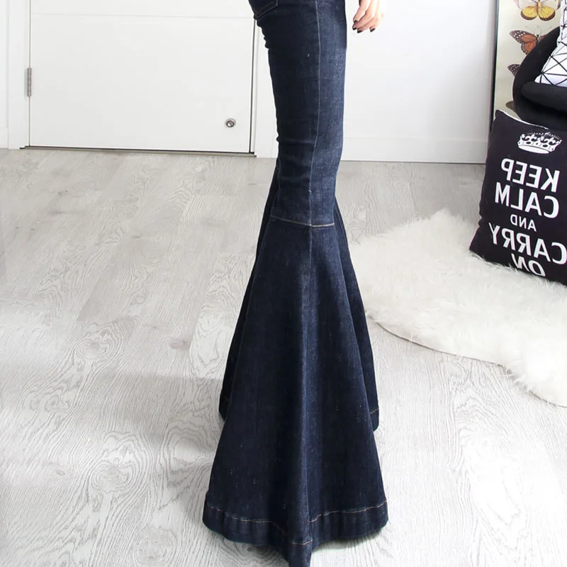 Новые модные джинсы со средней талией винтажные большие расклешенные брюки