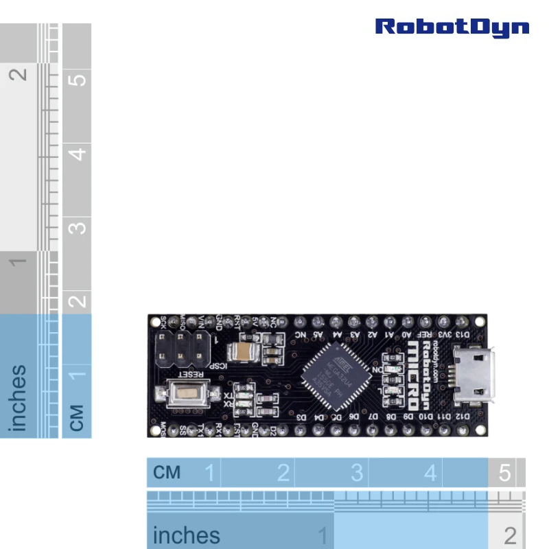 Micro ATmega32U4 (5 В 16 МГц). Спаянные штифты. Совместимость с Arduino и Leonardo|Интегральные