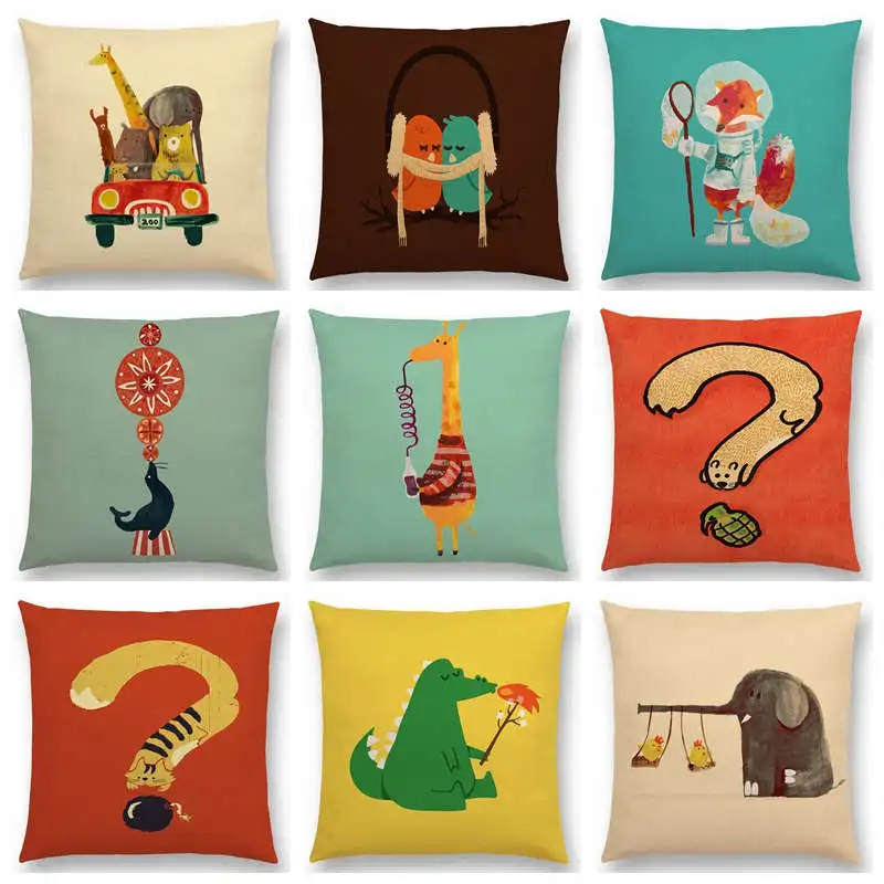 Чехол для диванной подушки с забавными мультяшными милыми животными хорошими