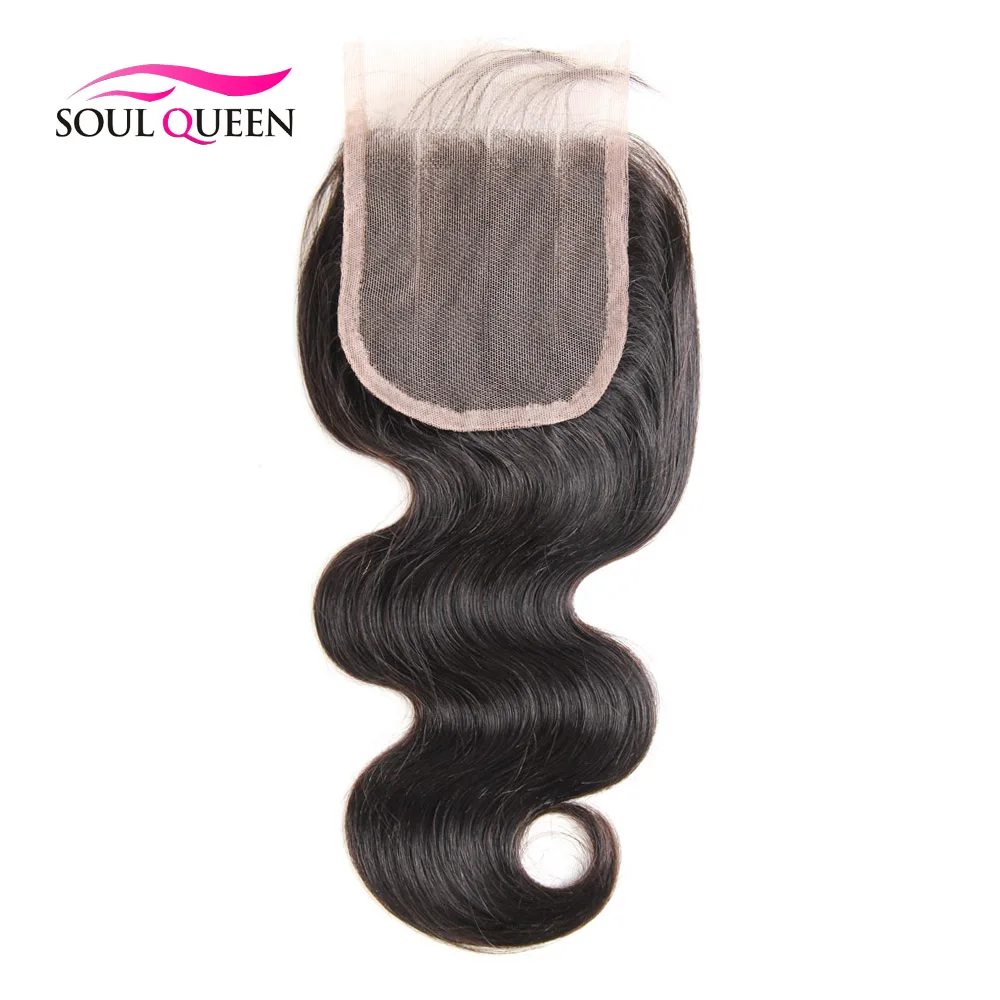 Top Lace Closure Brazilian Virgin Hair Body Wave 4x4 Bleached Knots Closures 3 Free Middle Part |