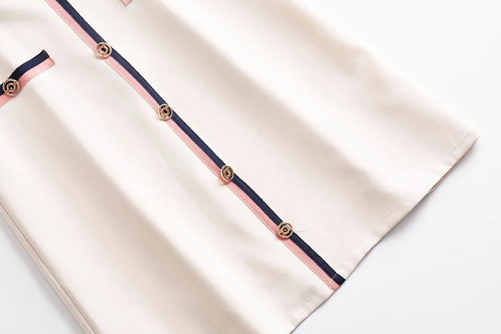 2018 Новый ВПП дизайнер летнее платье в полоску с бантом короткий рукав краткое