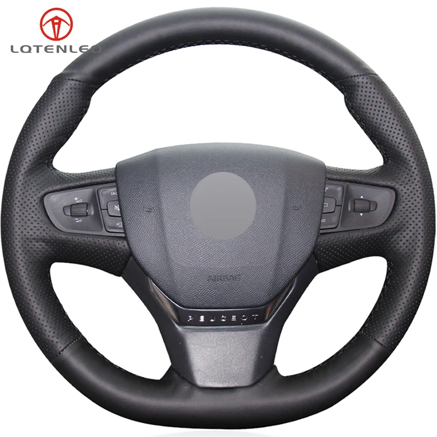 LQTENLEO черный из натуральной кожи Руль Обложка для Citroen C3 C3-XR C4- peugeot 408- traveller