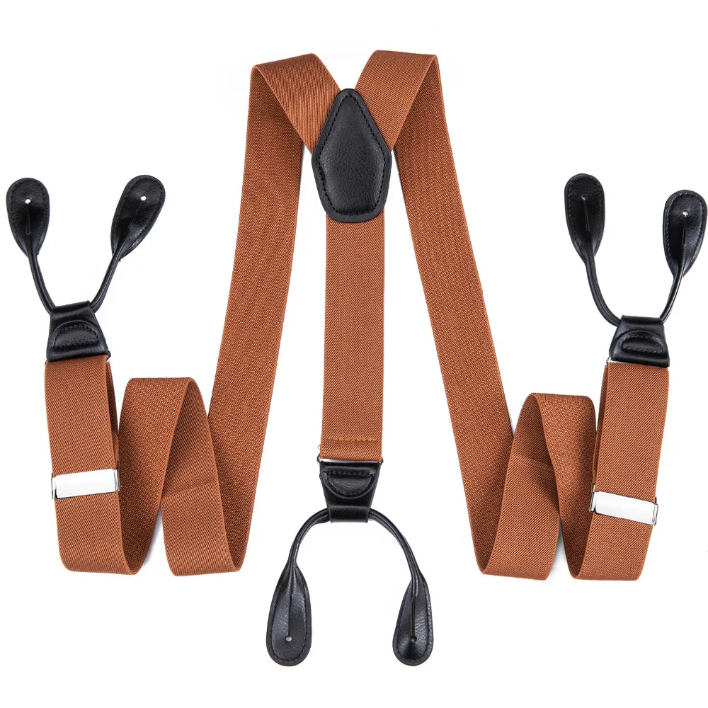 

DiBanGu Men's Adjustable 6 Buttons Holes Elastic Suspenders Unisex Solid Braces 3.5cm Width For Men Formal Wedding JZ-502