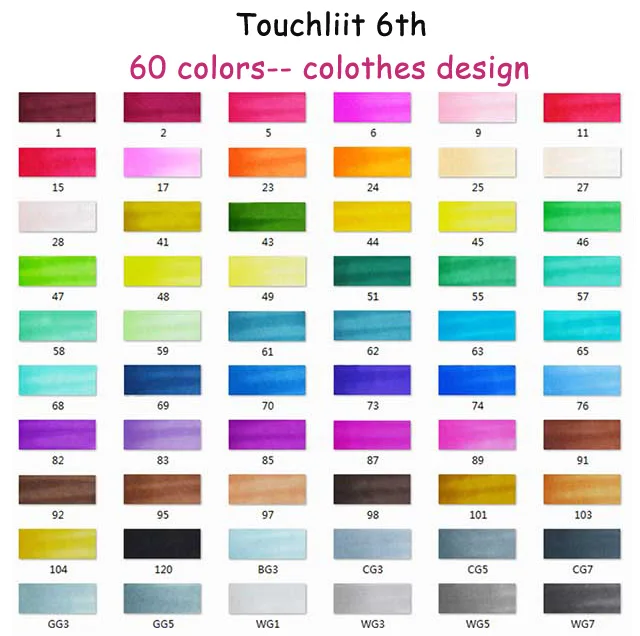 60 clothes design Touchliit спиртовые двойные художественные маркеры аниме архитектура 30 40 60 80 цветов ландшафтный дизайн интерьера профессиональные маркеры графические ручки для рисования - Цвет: 60 clothes design