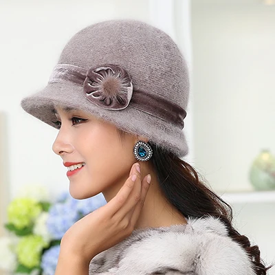 12 20 стилей,, Зимняя женская вязаная шапка Skullies с цветочным рисунком, супер Мягкая шерстяная шапка с кроличьим мехом, теплые шапки, женские Мешковатые Головные уборы, шапка - Цвет: 12