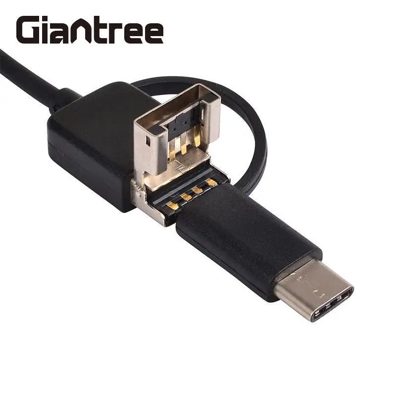 Эндоскоп Giantree 2M 5 мм Type-C 6LED 3в1 Android OTG USB MircoUSB бороскоп камера для наблюдения за