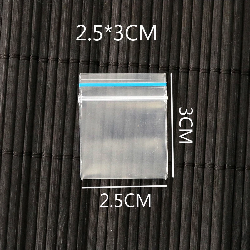 

2.5x3cm 0.2mm 100pcs/lot Small Size Transparent Blue Border Self Sealing Zip Lock Bags Jewelry Pouch Plastic Packaging Bag