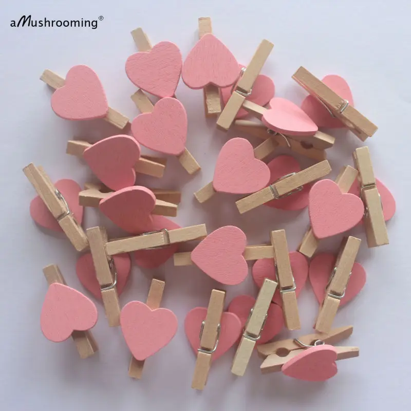 X25 декоративные прищепки в форме розового сердца мини деревянный фотозажим для