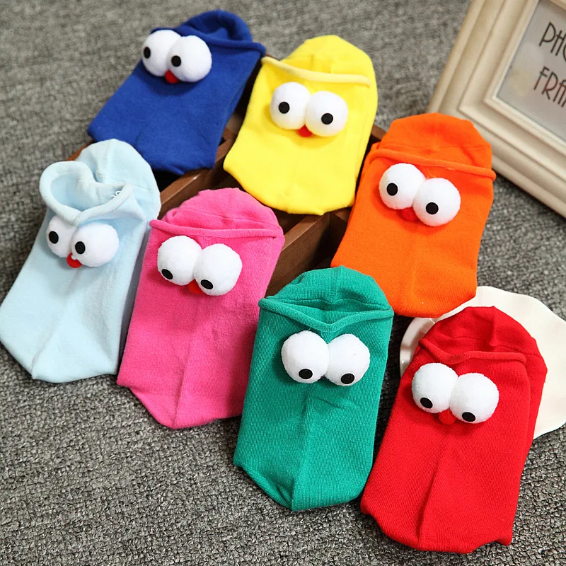 Рисунком Больших Глаз женский Носки happy Модные ботильоны забавные дамы