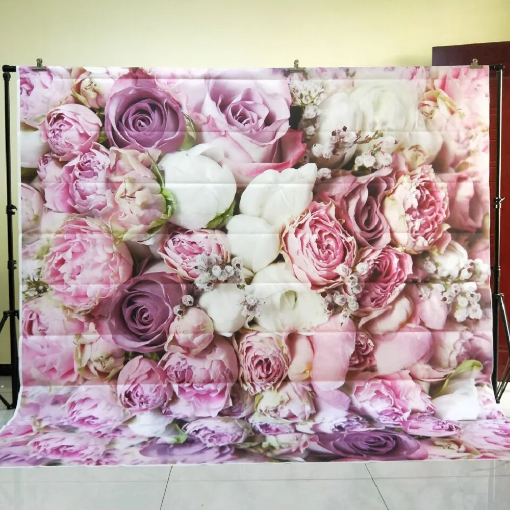 HUAYI 8x8ft бесшовные розовые folwers фон декоративный занавес для фотографий украшения
