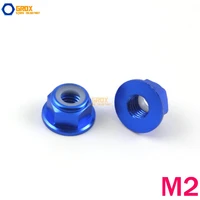 12 pieces m2 royal blue hex flange nylon lock nut aluminum