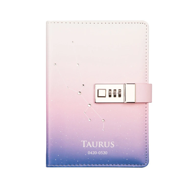 P-Taurus Kawaii B6 блокнот набор ПУ креативный милый Созвездие планировщик разделители кодовый замок записные книжки личный журнал дневник - Цвет: P-Taurus