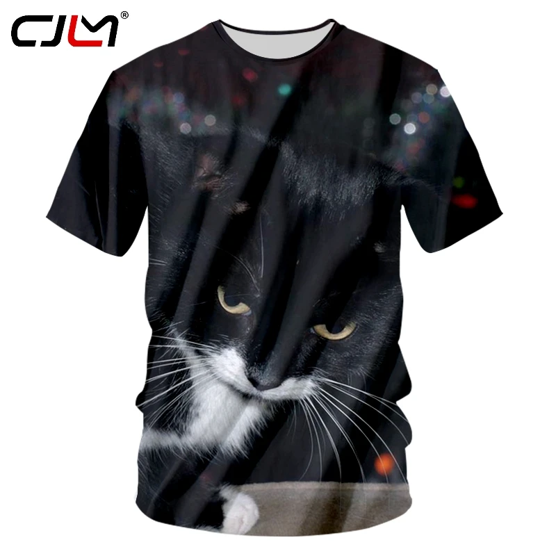 Футболка CJLM Kuroneko с 3d рисунком черной кошки Мужская футболка круглым вырезом