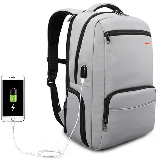 Tigernu водостойкий мужской рюкзак 15," Anti theft мужской рюкзак для ноутбука Mochila Мода большой емкости школьный рюкзак сумка - Цвет: Silver Grey