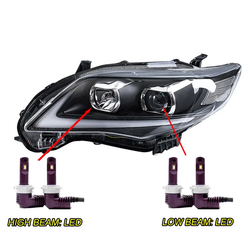 LED Автомобильный Стайлинг для Toyota Corolla фары 2011-2013 Corolla светодиодный фары DRL Биксеноновые линзы Высокий Низкий луч парковка противотуманные фары - Цвет: LED