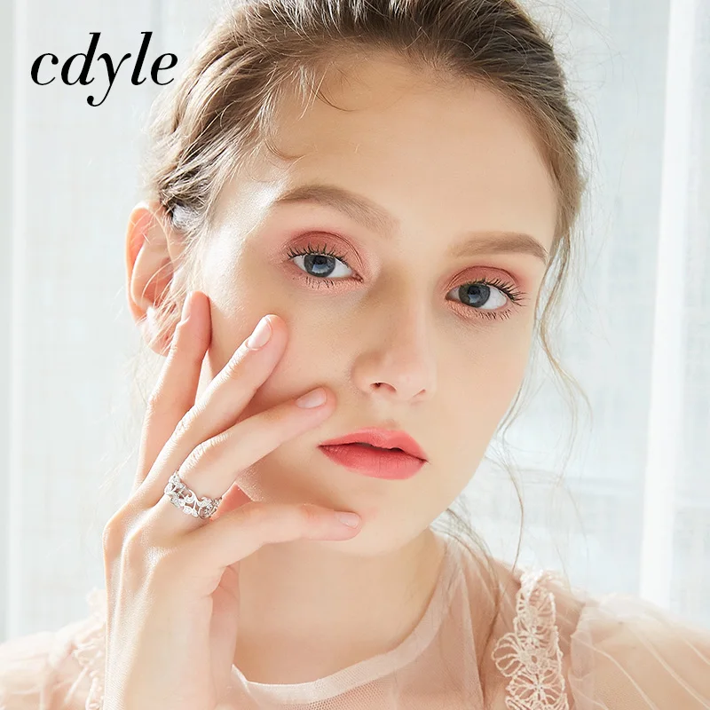 Cdyle, 925 пробы, серебряное кольцо для женщин, полые стразы, для помолвки, простое богемное ювелирное изделие, винтажное, бохо, роскошное, для женщин