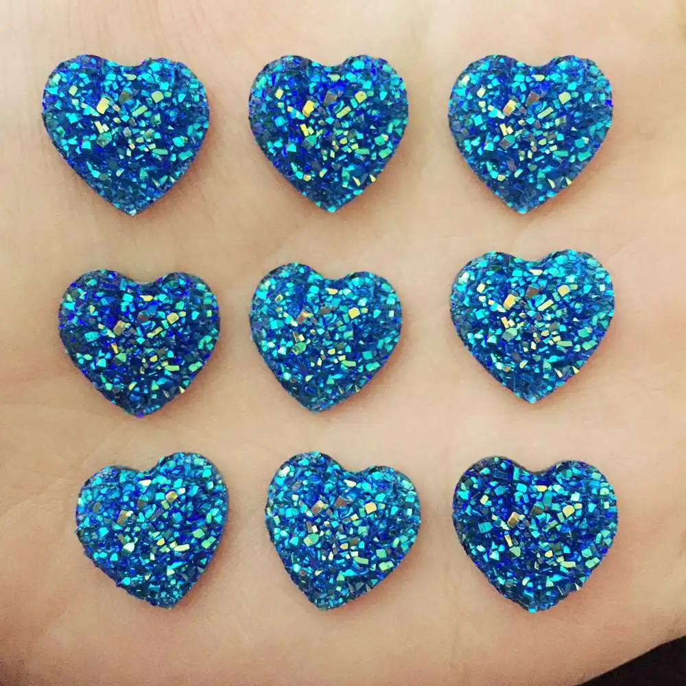 Горячие 40 шт AB смолы 14 мм Bling сладкое сердце flatback узоры из страз DIY свадебное украшение D52* 2 - Цвет: Sapphire