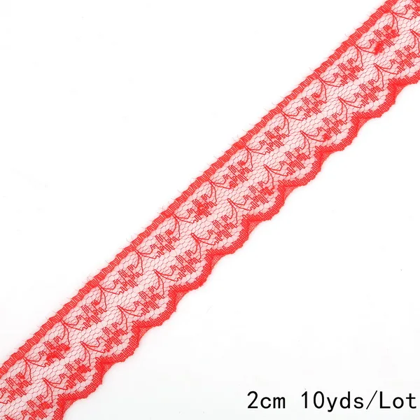 Red 10 ярдов 20 мм кружевная лента двусторонняя ручная работа вышитая Сетка кружевная отделка ткань лента DIY швейная юбка аксессуары - Цвет: Red