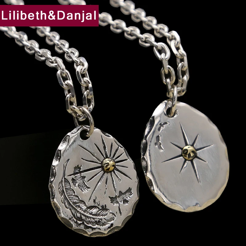 Уличная культура Hippop Feather Eagle Sun Ray Pendant 100% настоящее серебро 925 для мужчин и женщин ожерелье ювелирные изделия 2021 P39.