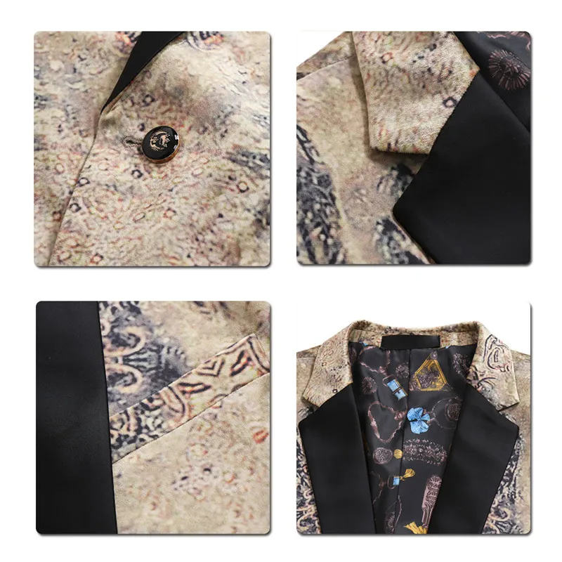 YUNCLOS модный дизайн мужской костюм куртка весна одной кнопки печати Блейзер